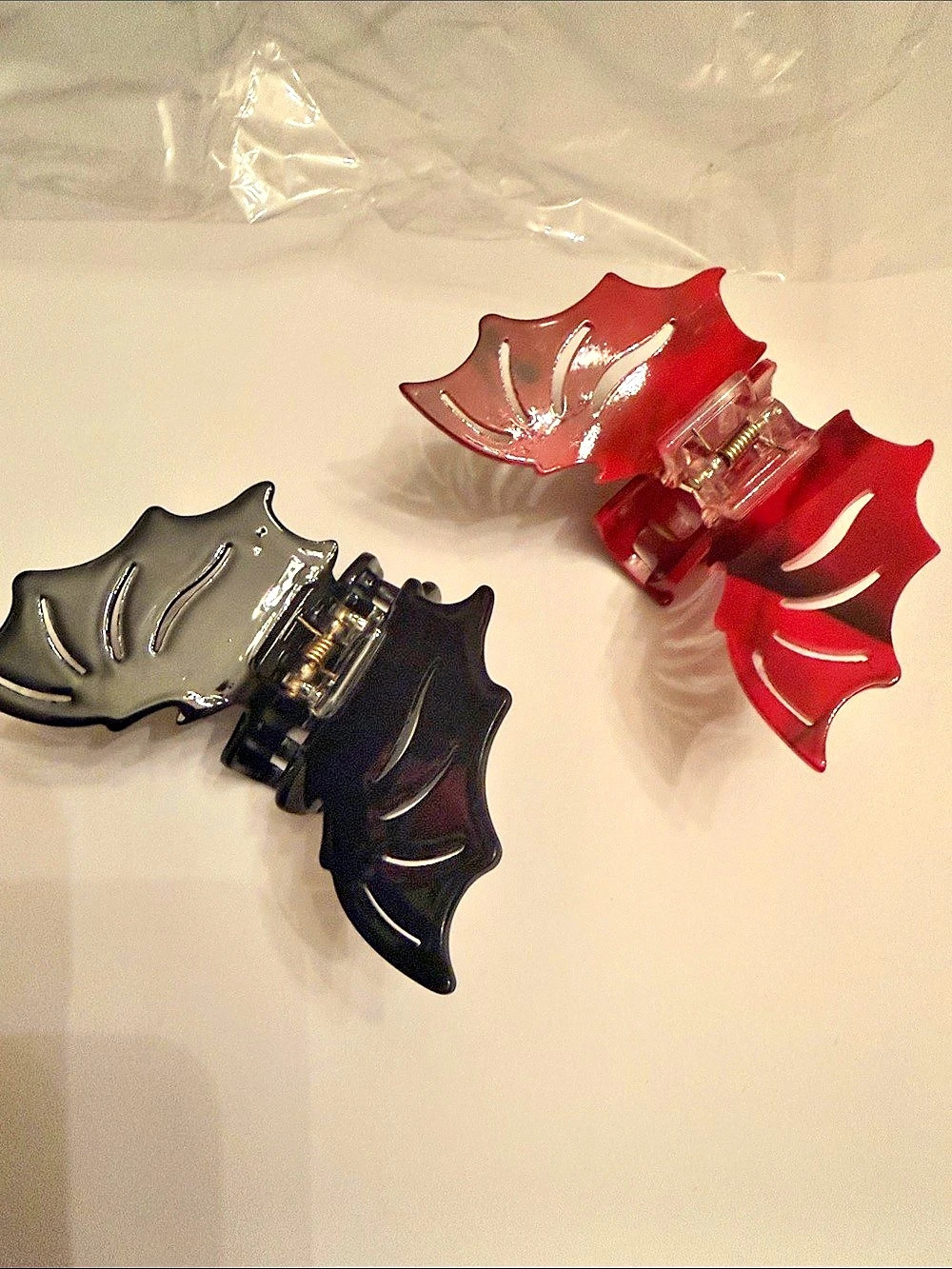Bat Hair Clips in Black & Red